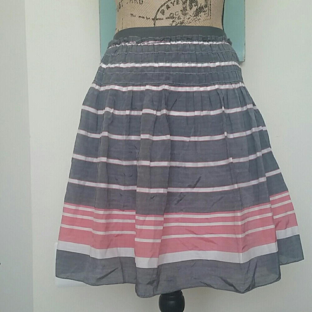 Sophie Max Stripe skirt NWT pink, gray, white